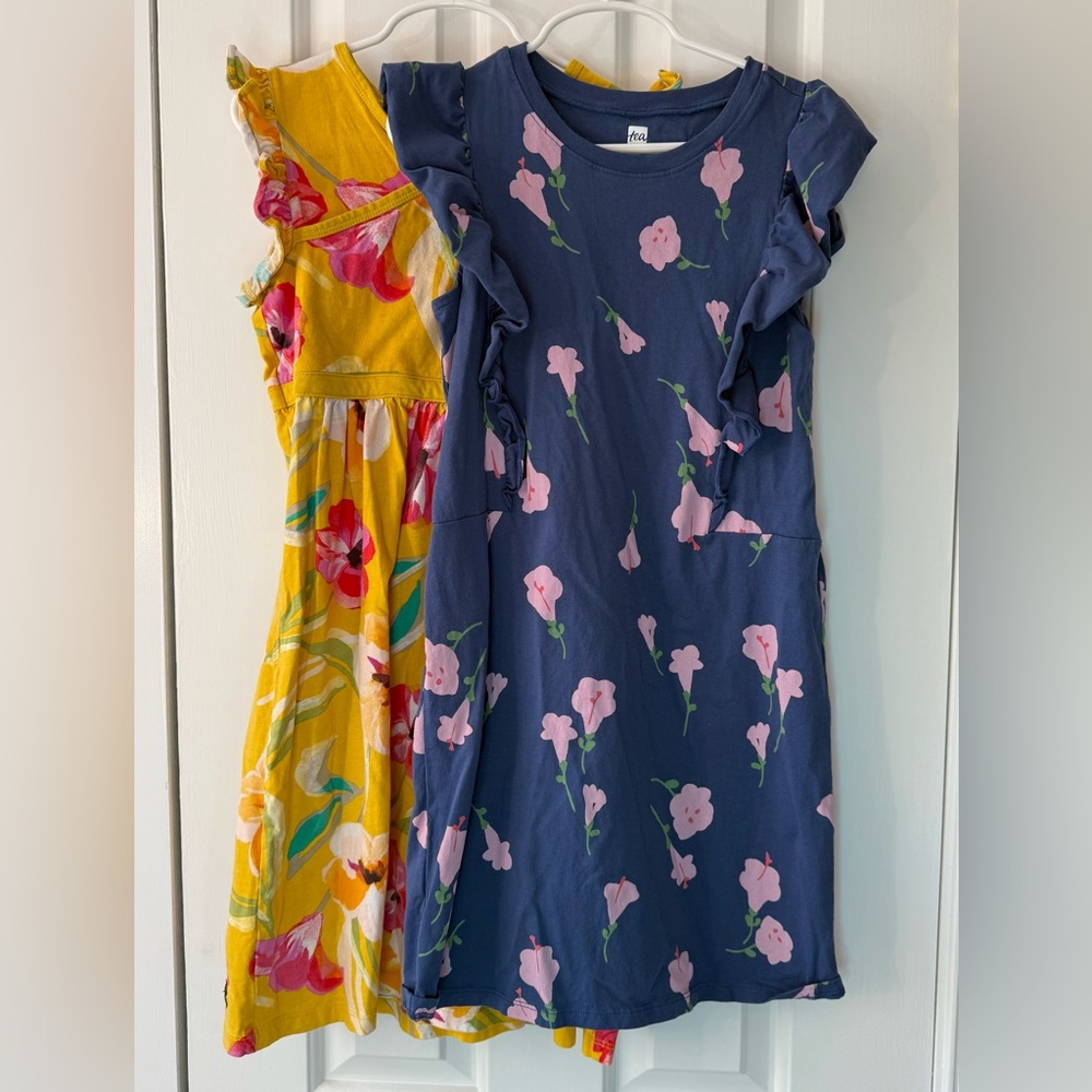 Tea Collection Kids Dress lot of 2 Navy and Mustard size 10 EUC